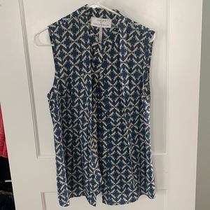 Charlotte Taylor from Anthropologie grasshopper print sleeveless silk top